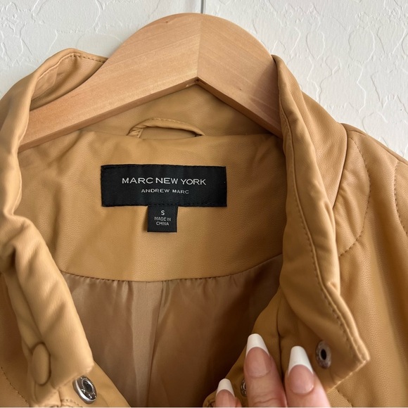 Marc New York Andrew Marc Faux Leather Quilted Jacket in Camel - Picture 5 of 8